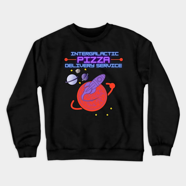 Intergalactic Pizza Delivery Stars Galaxie Crewneck Sweatshirt by Maggini Art